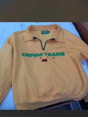 Denim Tears Yellow Half-Zip Sweatshirt